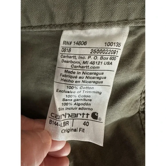 Carhartt Shorts Mens 40 Brown Canvas Original Fit Work Utility Pockets Casual - Picture 3 of 7